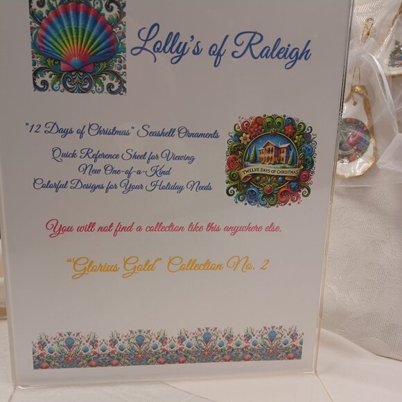 Glorious Gold #2 12 Days of Christmas Oyster Shell Ornaments + 2 Bonus Ornaments - Picture 15 of 16